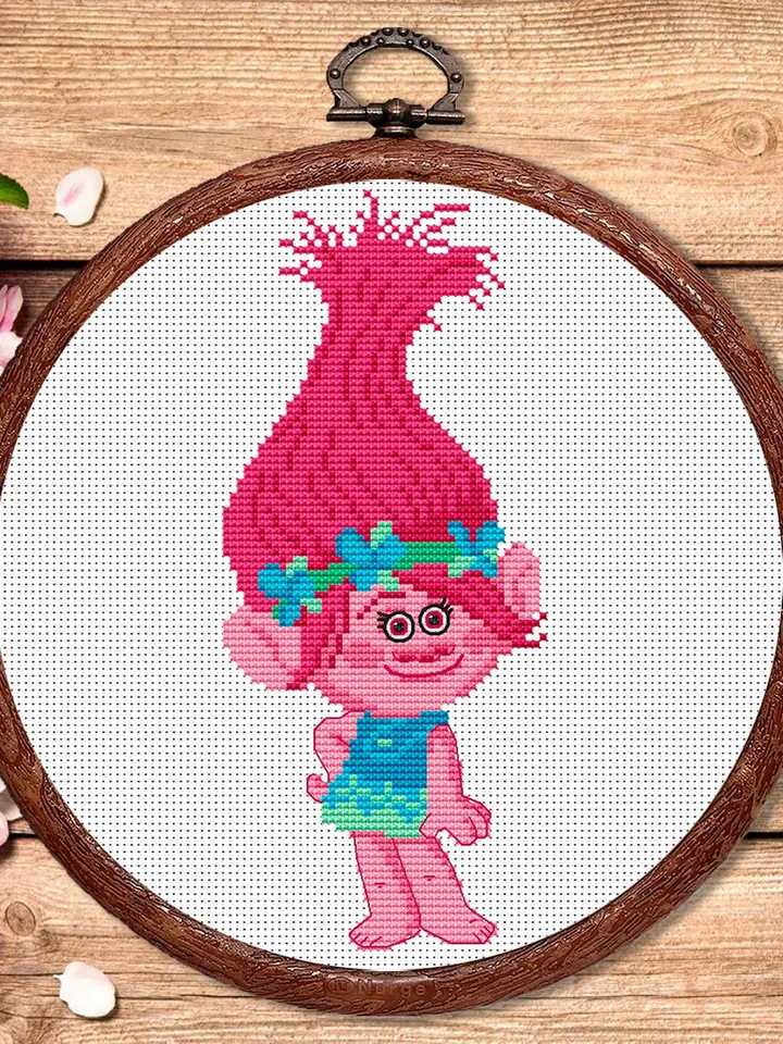 Troll Poppy Cross Stitch Pattern, Movies Cross Stitch, Movie Pattern, Troll Cross Stitch Pattern, Baby Cross Stitch Patterns #bab001