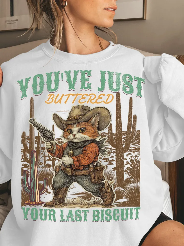 Funny Western design Png - Retro cowboy graphic for sublimation and DTG printing - Funny cat t-shirt design - Country saying Png