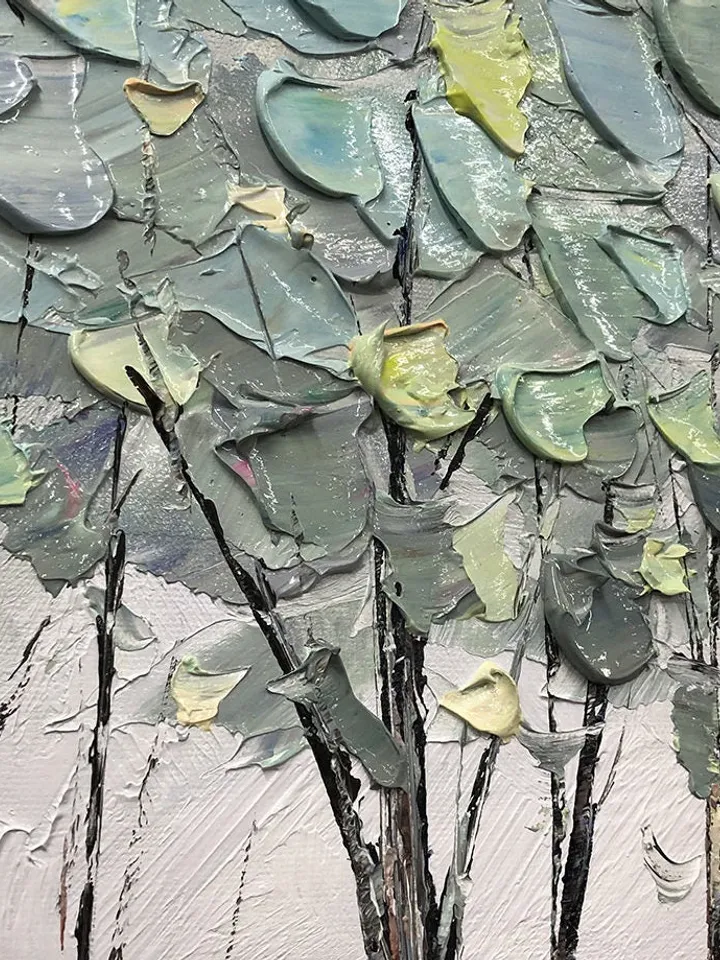Large original oil painting on canvas,abstract art,riverside scenery,lake, trees,landscape,forest,nature,living room painting,large wall art