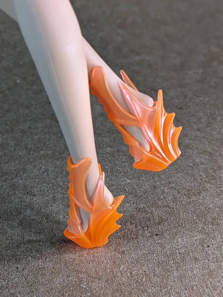 Orange transparent wedge sandals for 1/6 scale female dolls
