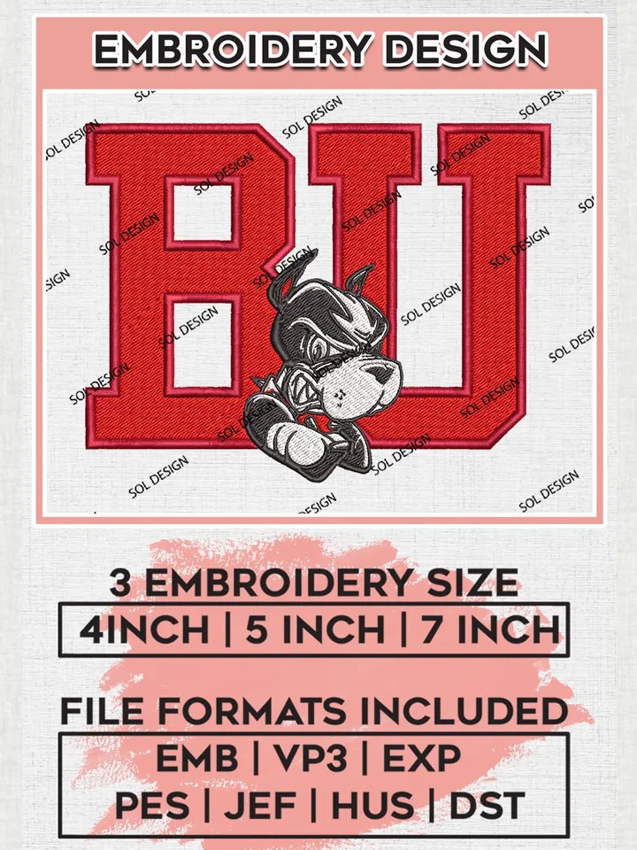 Boston University Terriers Logo Machine Embroidery Design, NCAA Boston University Terriers Embroidery Design Design files, NCAA Embroidery Designs, NCAA Machine Embroidery Designs, Digital Download