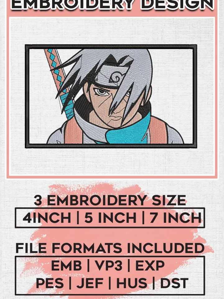 Uchiha Itachi Rectangle Embroidery Design / Anime Character Embroidery Files / Machine Embroidery Digital Download EMB_ANIME_97