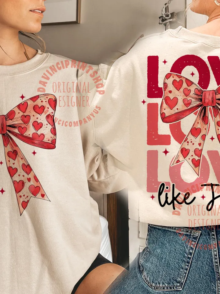 Retro Love like Jesus Coquette Png, Christian Valentines Day png, Jesus Valentine png, Coquette Heart Bow png, Valentines png, Jesus png