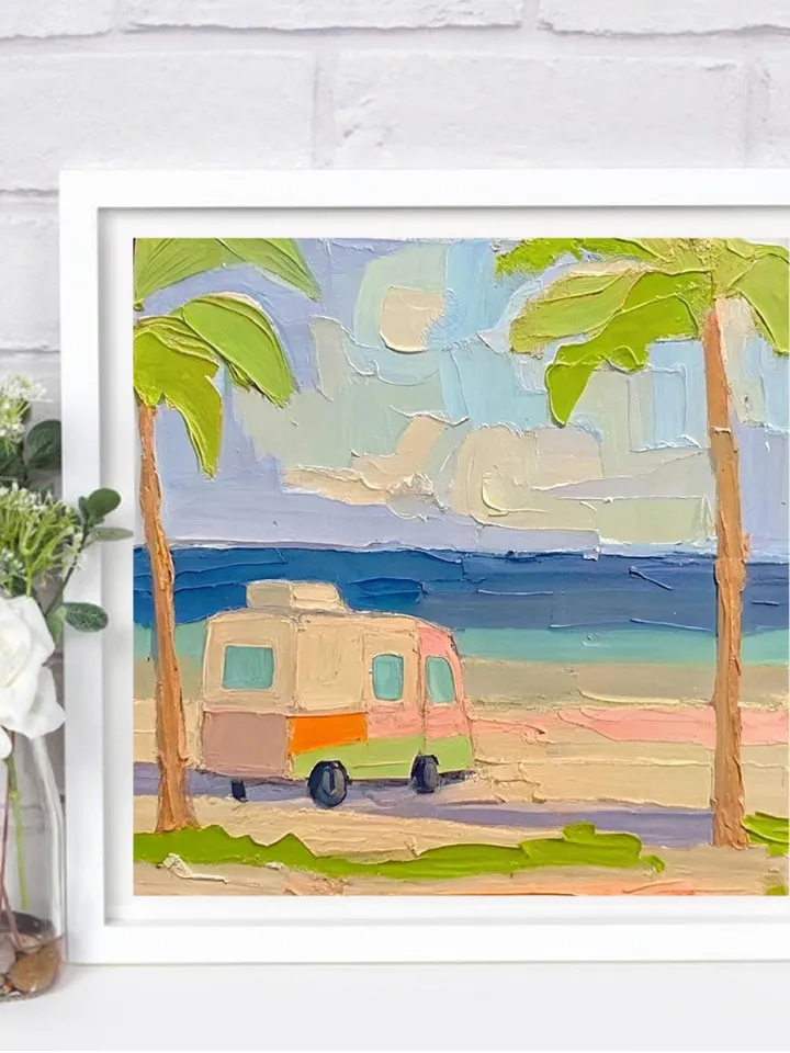 San Diego Painting Beach Travel Original Art Impasto Oil Painting Gift Camper Vanlife Impressionist Small Artwork by ArtProkopaloSv
