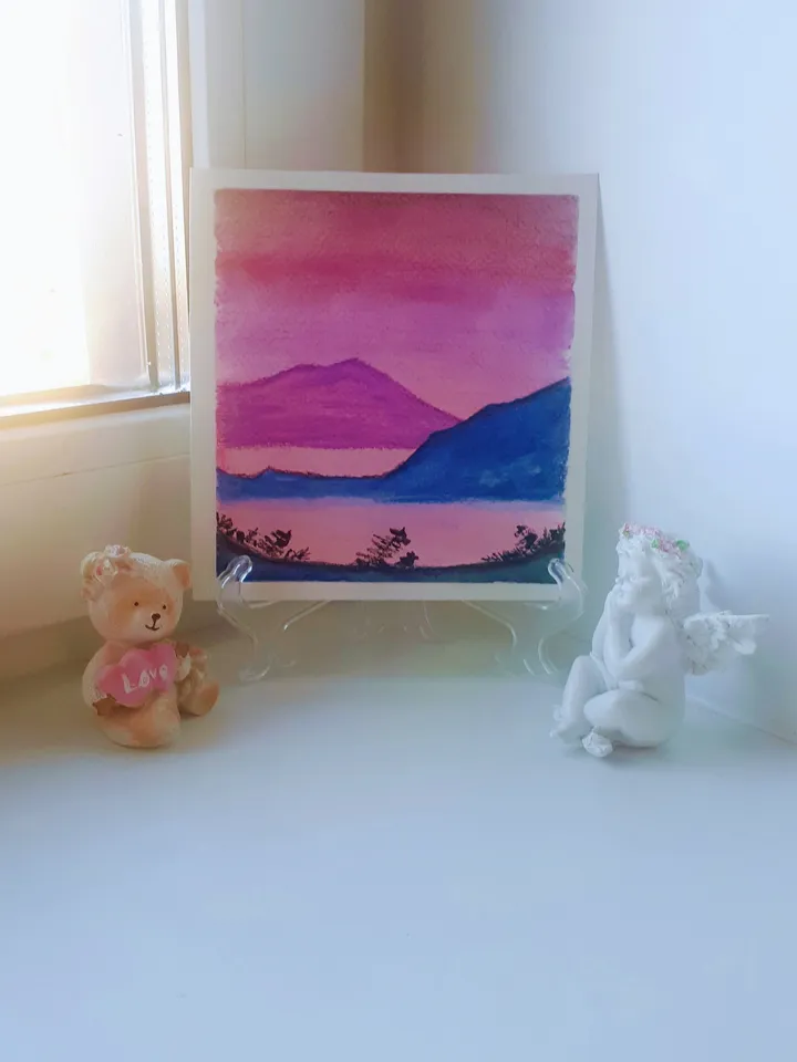 Mountains Lake Watercolour Landscape Art, Original Painting on Paper