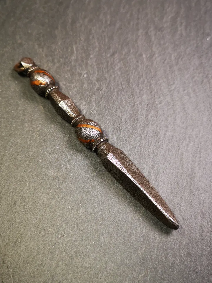Gandhanra Handmade Tibetan Amulet ,Kila(Dorje Phurba) , Trantic Buddhism Ritual Implement Pendant,Made of Cold Iron,4.0"