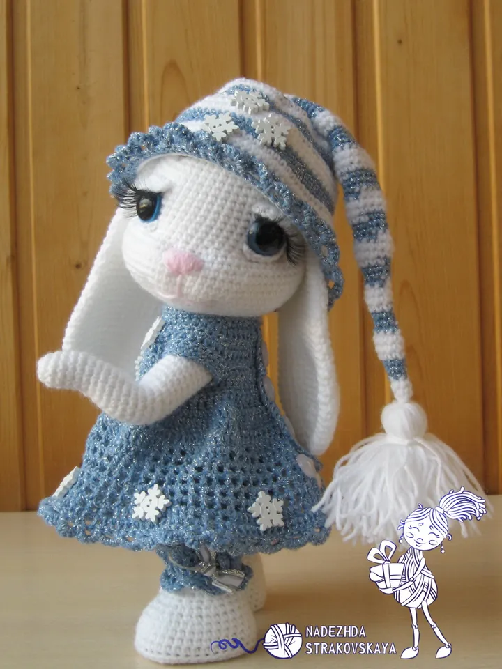 Crochet pattern Set 4 in 1: Bunny Roseatte (crochet and knitting), Bunny Sunny, Bunny In Beret and Bunny in Blue