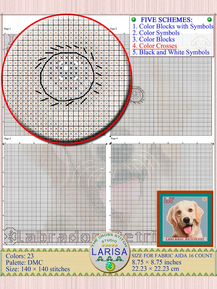 Labrador Cross Stitch Pattern | Yellow Lab