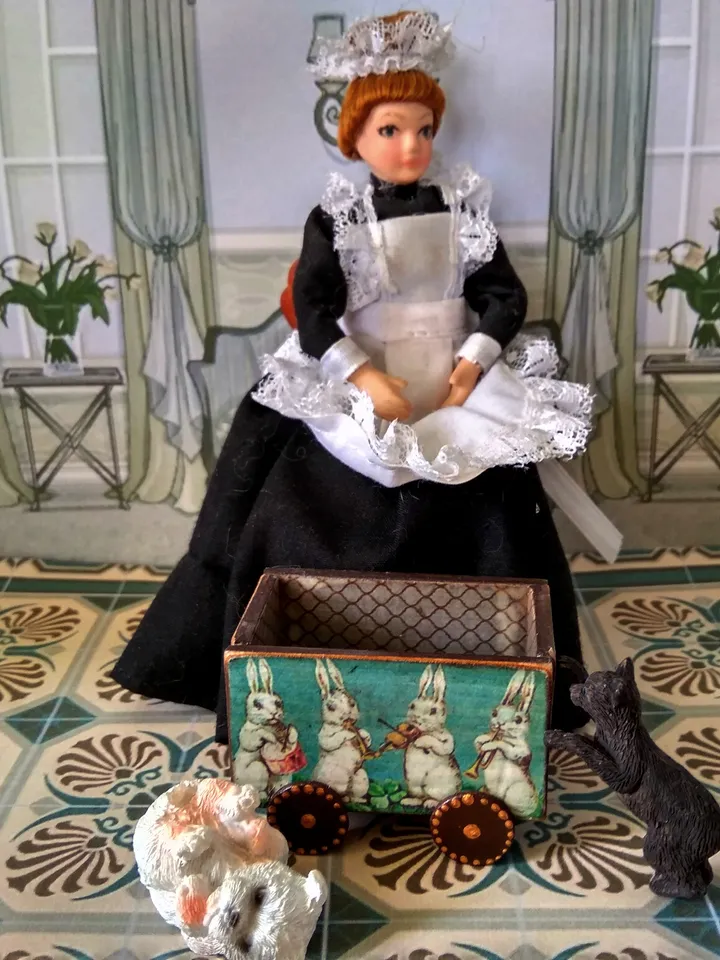 Trolley for dollhouse. Doll toy.1:12 scale.Dollhouse miniature. Handmade.