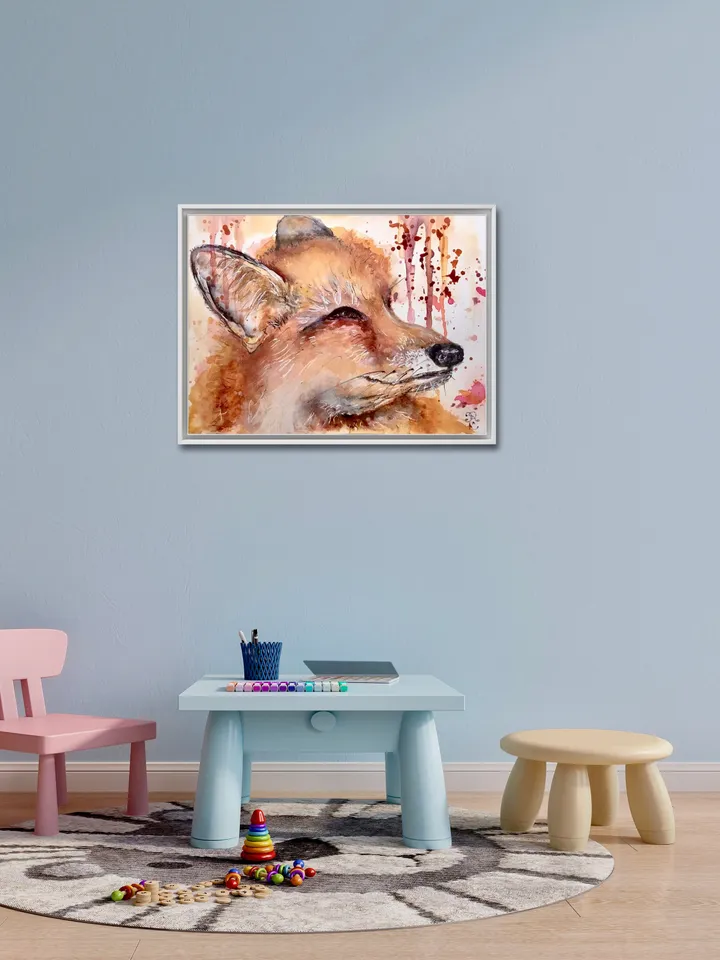 Fox original watercolor painting,fox portrait,animals painting,fox wall art,small paintings gifts,aceo watercolor,kids room art.
