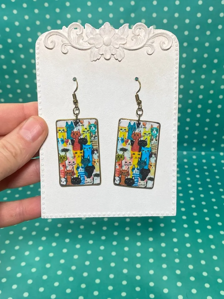 Handmade jewelry set. Cats.
