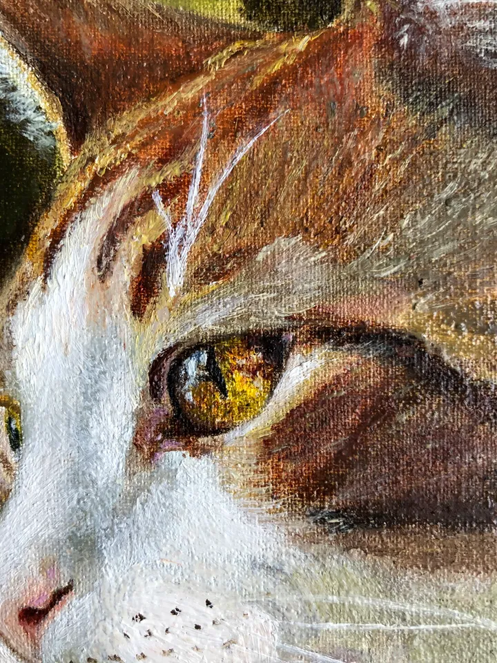 Ginger cat original oil painting on canvas animal art pet painting hand painted modern painting wall art 8x8 inches