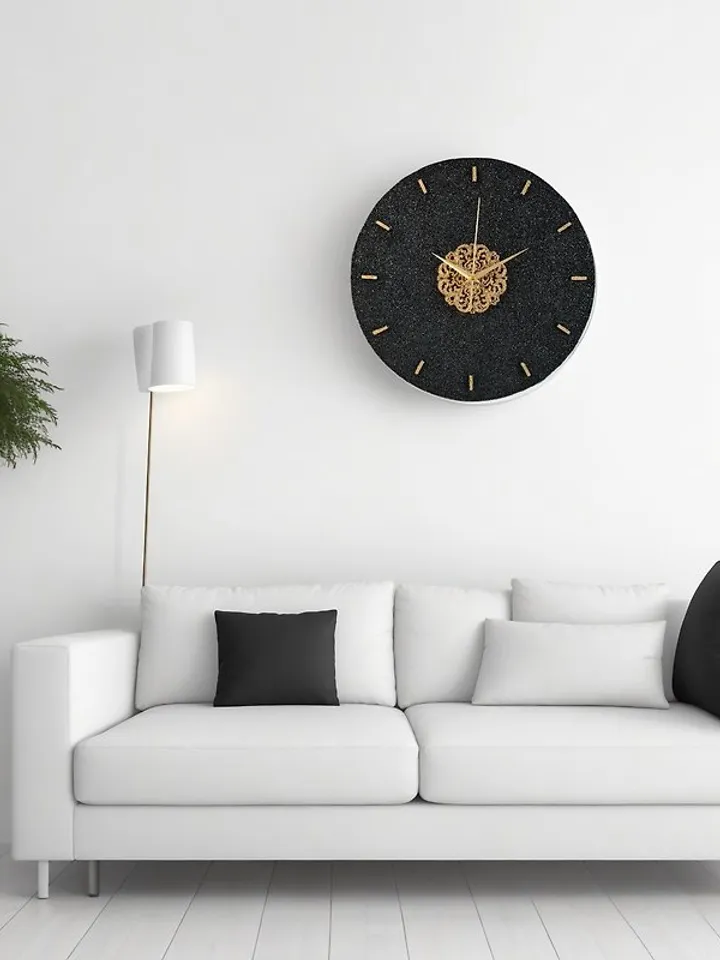 Black and gold stone wall clock Modern wall clock Silent wall clock Luxury clock