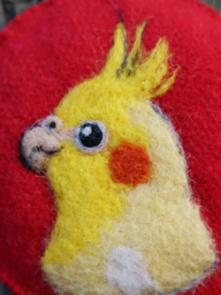 Yellow cockatiel Christmas ornament, pet portrait, made to order