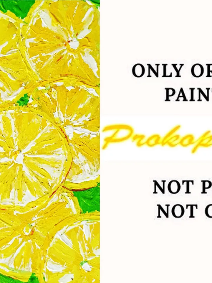 Lemon Slices Oil Painting  Citrus Original Art Kitchen Wall Art Decor Christmas Gifts by ArtProkopaloSv 7x5