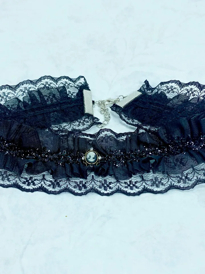 Choker around the neck. Handmade jewelry.