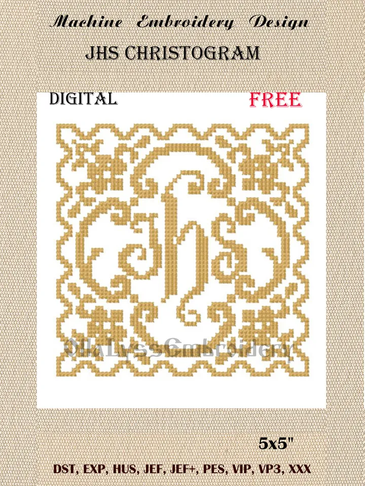 JHS Christogram embroidery design - Free