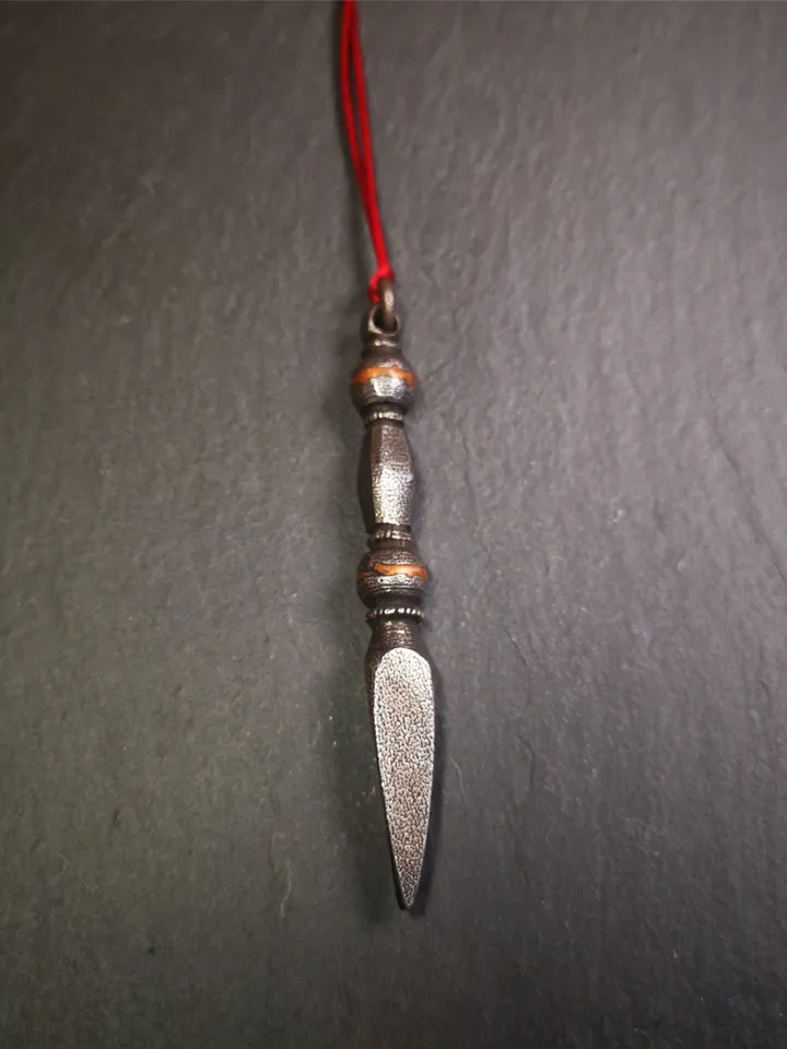 Gandhanra Handmade Tibetan Amulet ,Kila(Dorje Phurba) , Trantic Buddhism Ritual Implement Pendant,Made of Cold Iron,3.74"