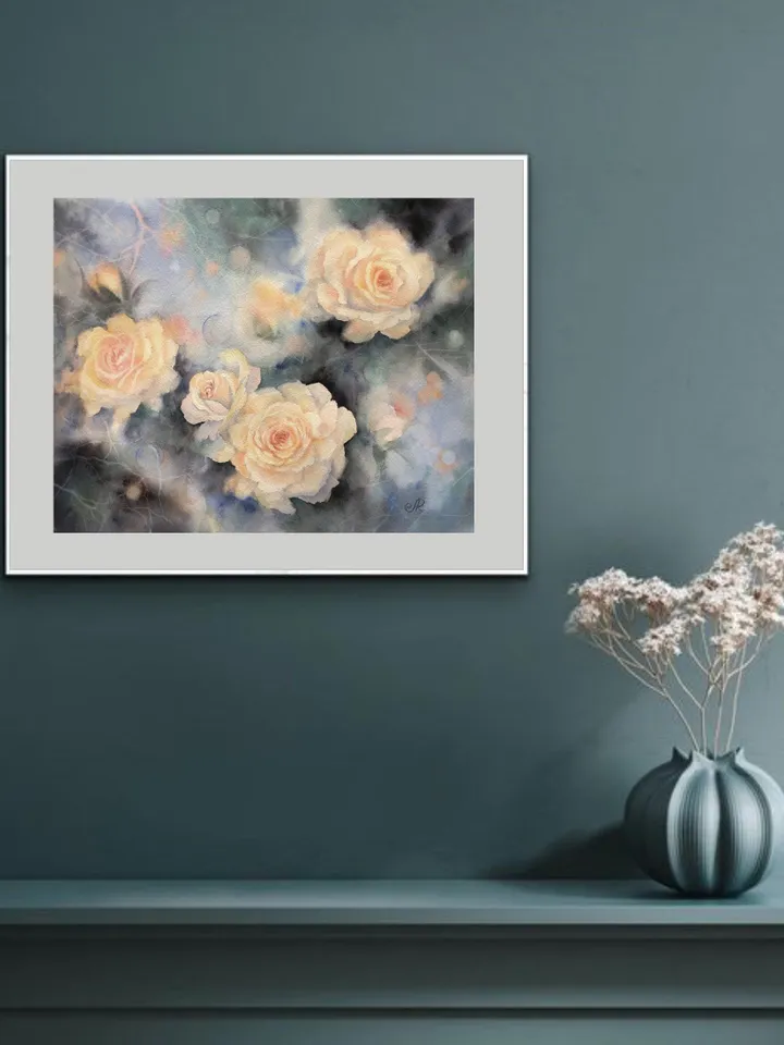 Roses Painting Original Flowers Painting Floral Watercolor Painting