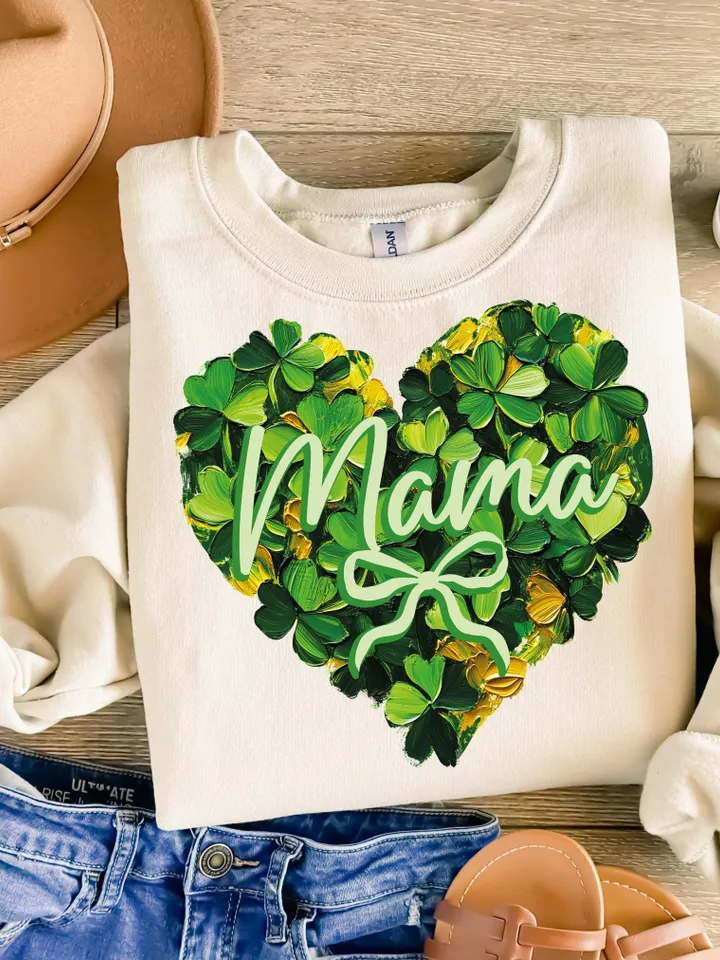 Mama St Patrick's Day PNG, Coquette Brushstroke png, Lucky Mama Png, Shamrock PNG, St Patricks Coquette Png, Lucky Charm Png,Glitter Irish