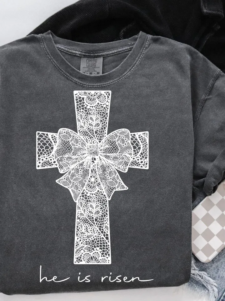 Christian Easter Coquette Png, Easter Lace Png, He is Risen Png, Jesus Easter Cross Png, Bible Verse Png, Happy Easter Png, White Lace Png