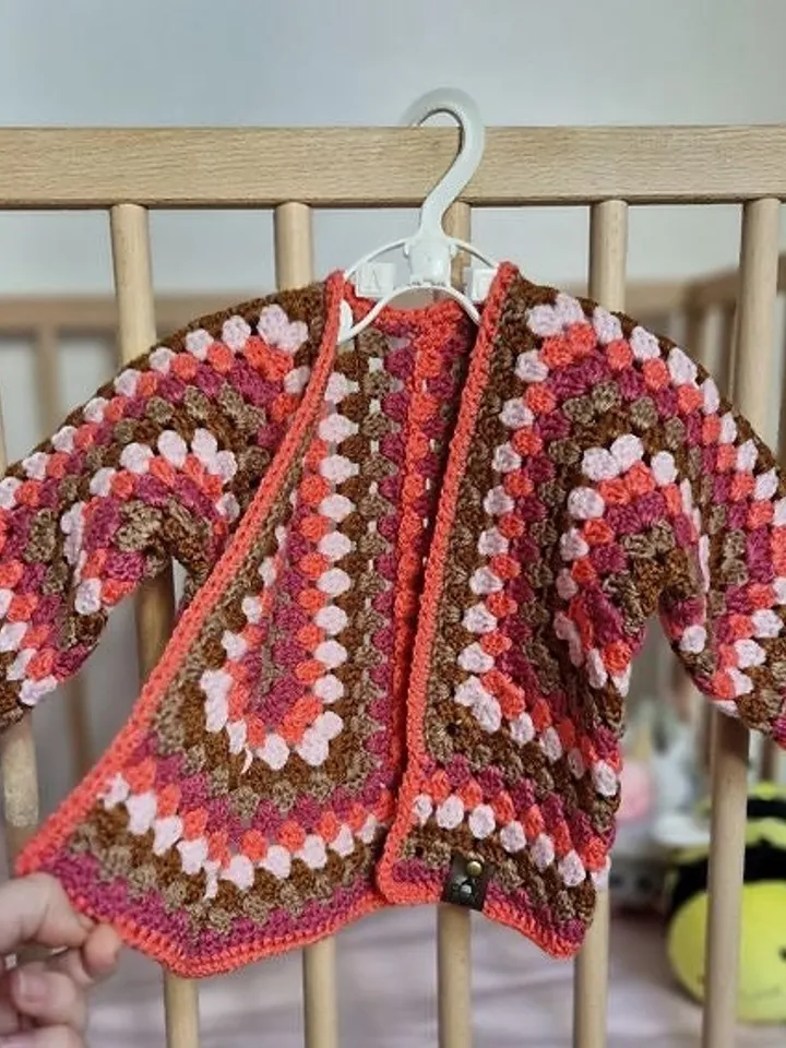 Cardigan baby crochet pattern, cardigan babies crochet, child cardigan , cardigan cranny square HEXAGON cardigan size newborn- 2/3 years