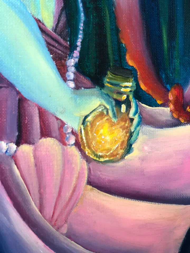 Octopus girl painting Underwater original oil artwork