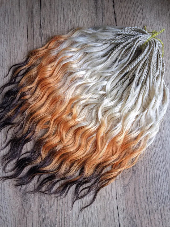 BRUSHABLE Curls Temporary Braids Waves extensions Blonde fox set yellow blonde orange brown braids Festival Boho hairstyle