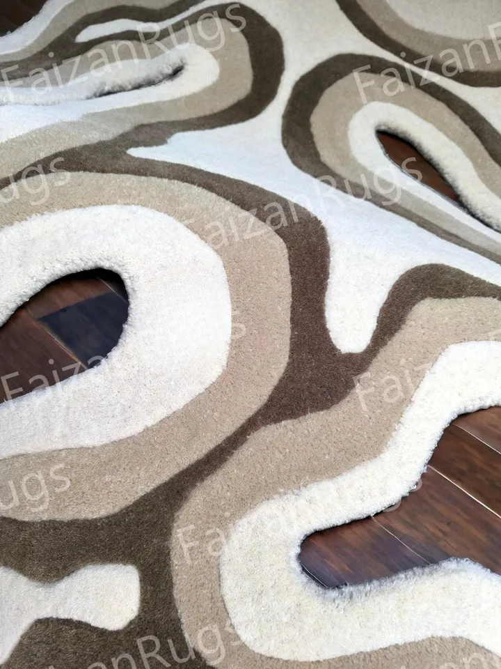 Irregular Amoeba Shaped Rug Hand-Tufted 100% Wool Handmade Area Rug Carpet for Home, Bedroom, Living Room, Kids Room, Custom Rug Also