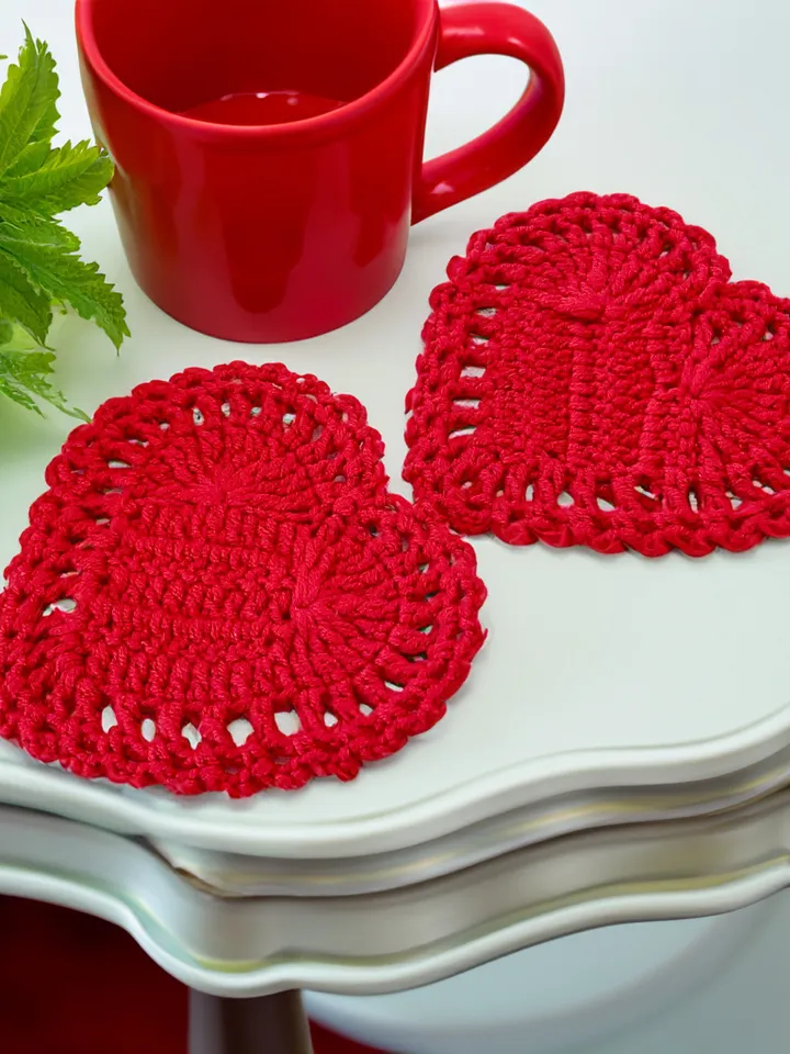 Crochet Heart Diy Pattern PDF, Easy Valentine Crochet Applique, Beginner-Friendly Romantic Heart Coaster DIY, Instant Download Pattern
