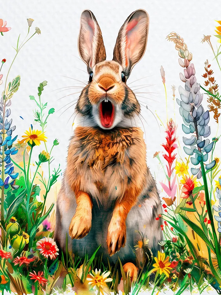 12 Surprised Rabbit PNGs Clipart, Amazed Hare png for sublimation, Printable Watercolor clipart, , Paper Rabbit crafts, junk journals