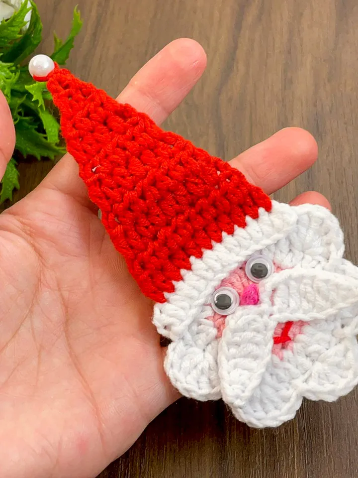 Santa Claus Applique Pattern, Christmas Crochet Tutorial for Ornament Decoration, Easy Holidays Gift Idea, Beginner Crochet
