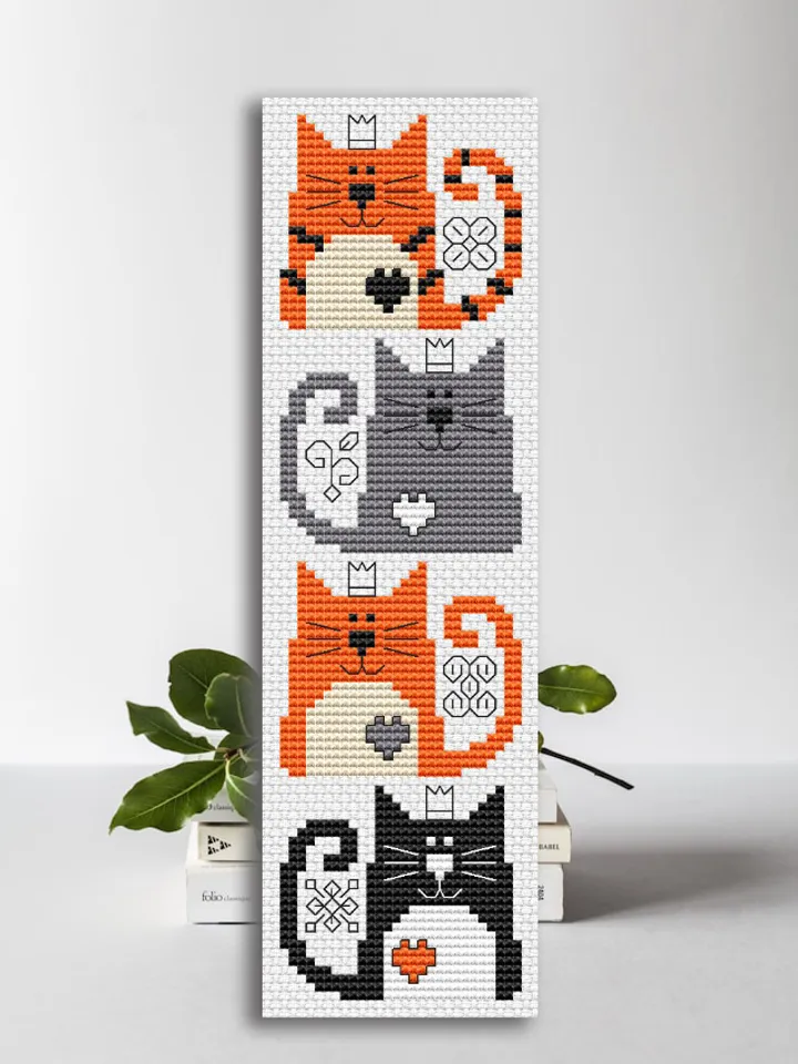 Cute Cats cross stitch bookmark pattern