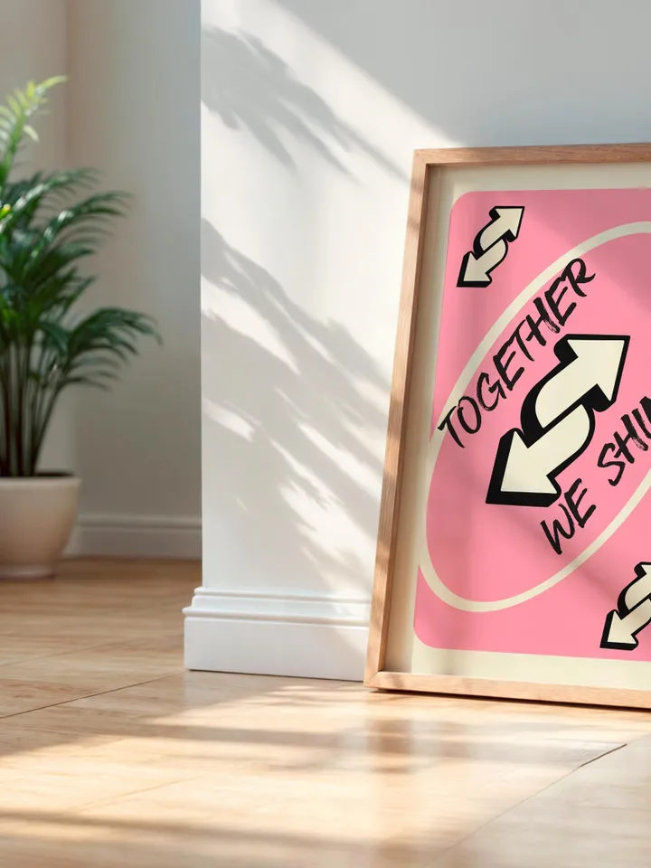 Together We Shine play Reverse Card Wall Art Funny Meme Poster Digital Download Pink Black Typography Pop Culture Print Game Room Meme Decor