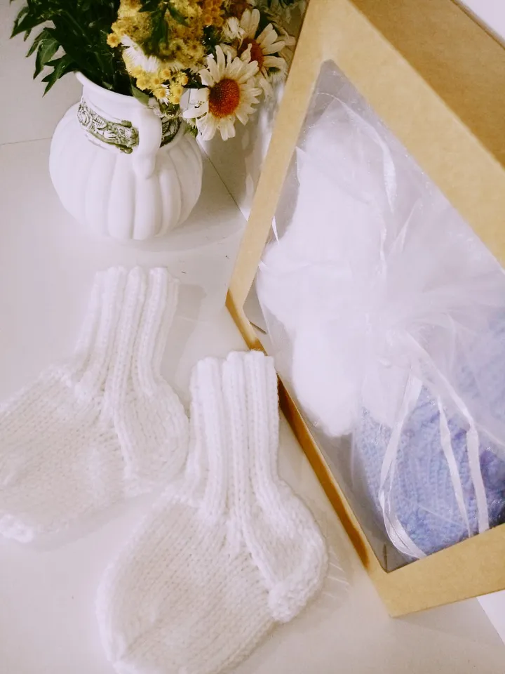 Knitted Socks for Newborns 2 pairs 6 months - 1 year 4.3 in Handmade for a Baby