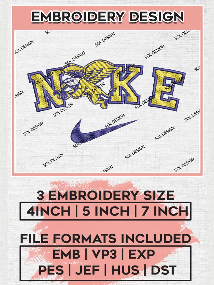 Nike Canisius Golden Griffins Machine Embroidery Design, NCAA Canisius Golden Griffins Embroidery Design files, NCAA Embroidery Designs, NCAA Machine Embroidery Designs, Digital Download