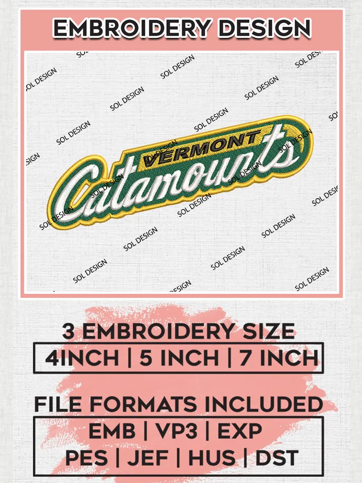 Vermont Catamounts College Football Team Writing Logo embroidery designs, NCAA Vermont Catamounts Logo Machine embroidery files, NCAA Team Logo embroidery designs, NCAA Game Day Machine embroidery designs, Digital Download