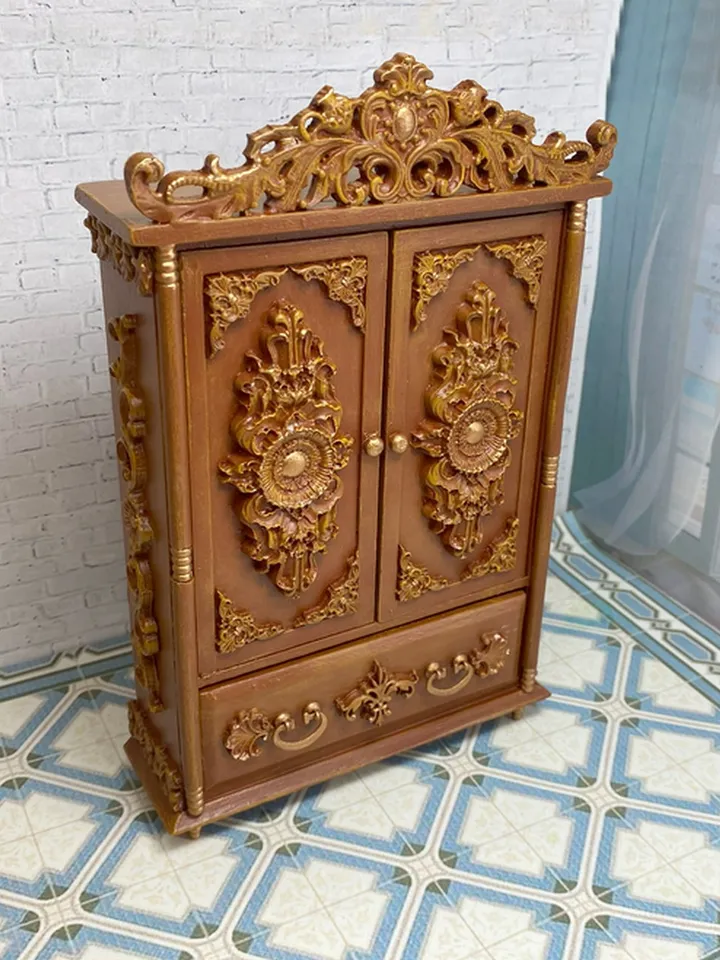 Handmade wardrobe. 1:12. Furniture for dolls. Wardrobe for a doll. Dollhouse miniature.
