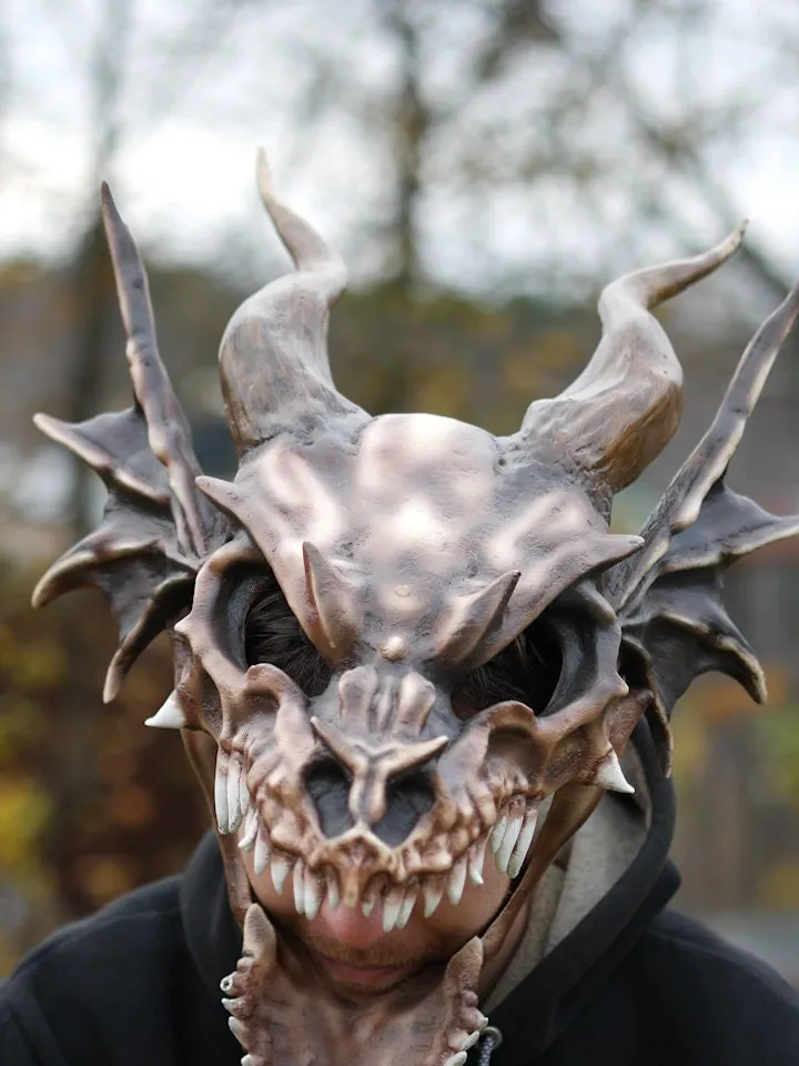 Dragon skull Mask, Dragon Mask, pagan headdress, ritual mask, fantasy dragon, dragon costume, shamanic mask, pagan mask