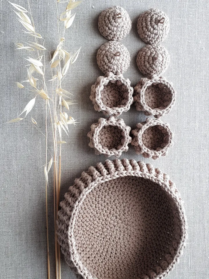 CROCHET PATTERN Crochet basket pattern Easter DIY crochet basket Round kitchen basket Crochet kitchen set pattern Easter egg crochet pattern