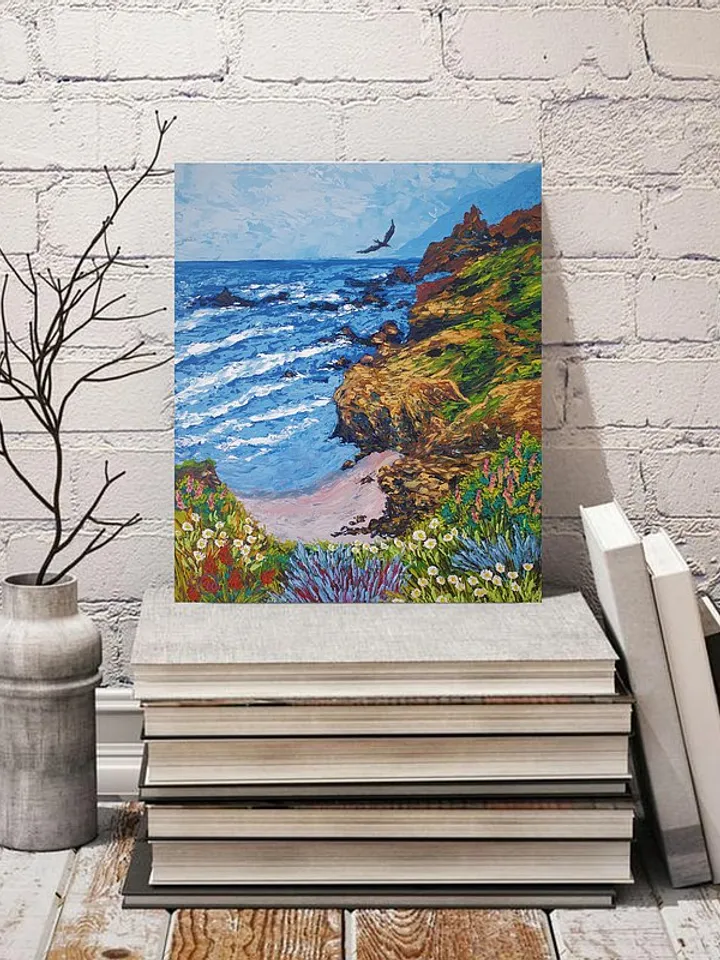 Big Sur Painting Seascape Original Art California Wall Art Impasto Oil Painting
