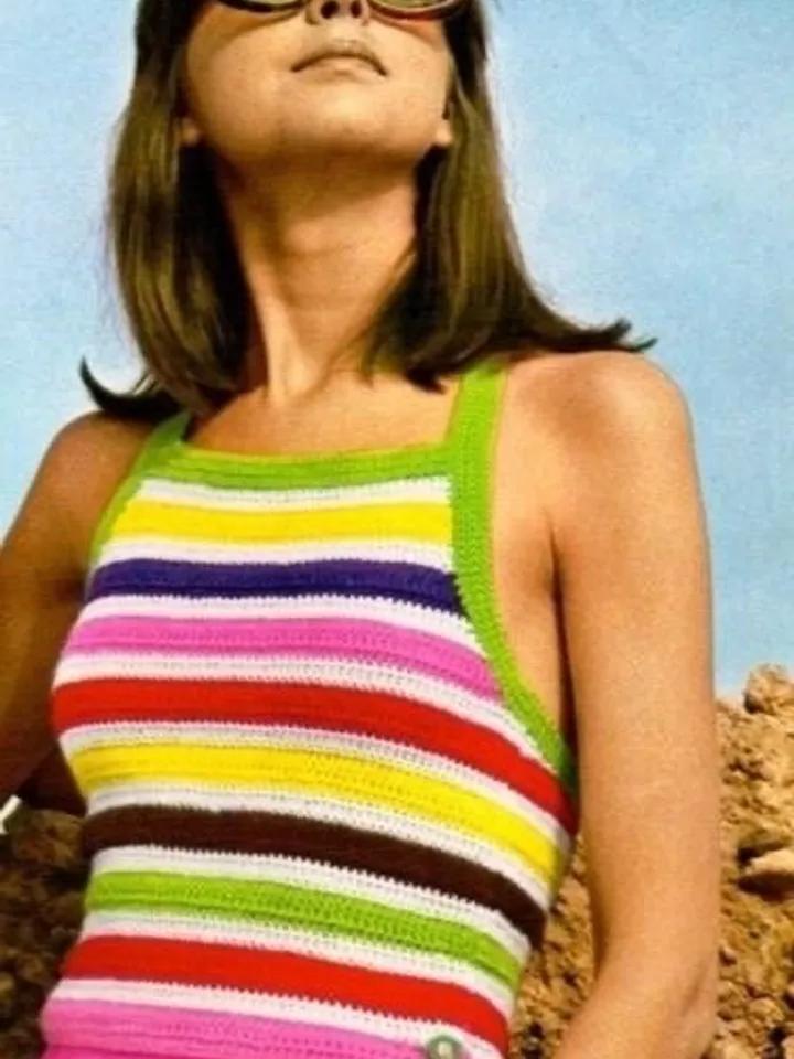 Top Crochet Pattern, crochet Crop top Womens Halter Top Colorful Summer PDF Instant Digital Download