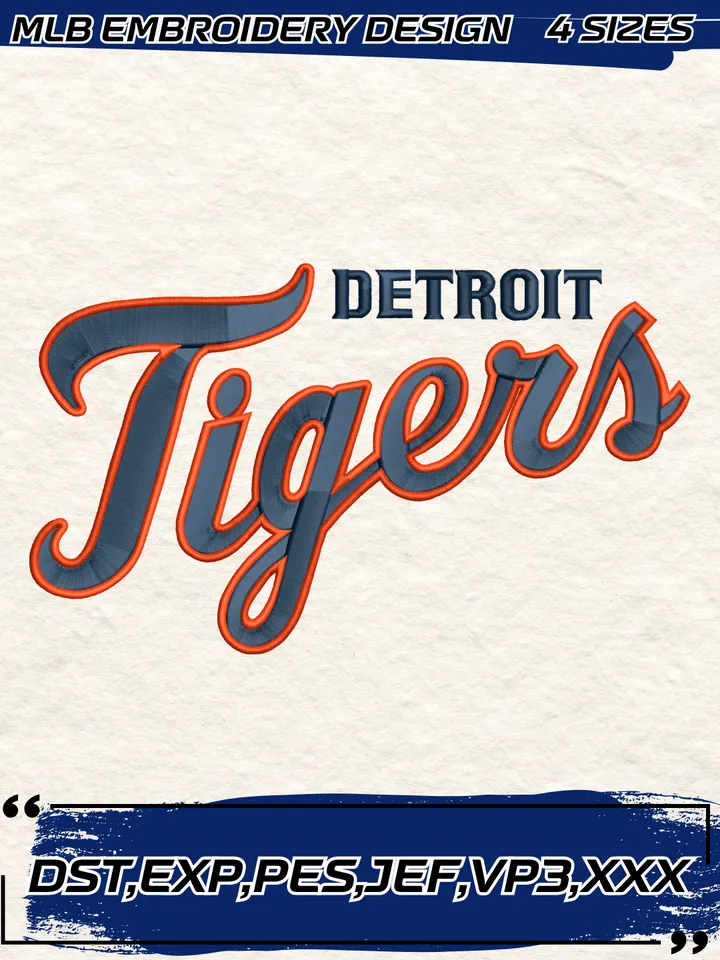 Detroit Tigers Jersey Logo Embroidery Design,MLB Embroidery Design,Machine Embroidery Design File,4 Sizes, Digital Download