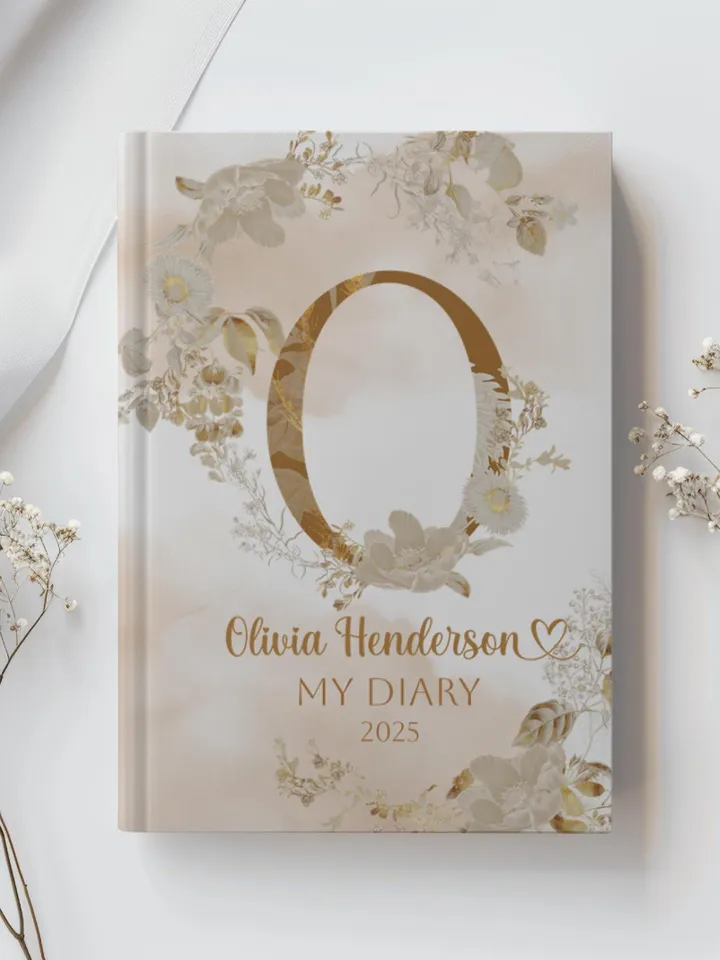 Personalized Floral Name Initials Journal - Hardcover Journal, Matte, Notebook, Customized Diary, Gift for Her, Birthday Present