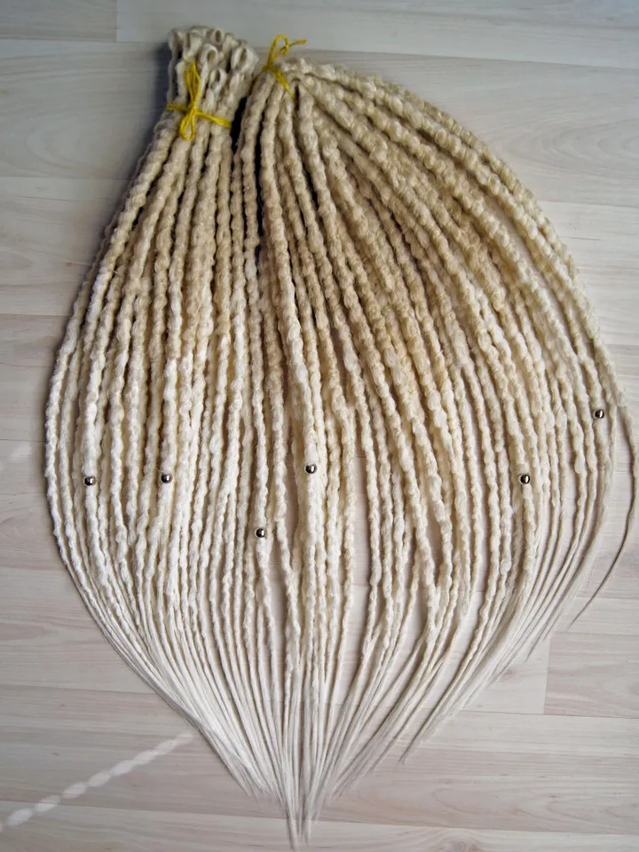 Blonde to White Natural Look Dreadlock Extensions Double or Single Ended Boho Hair Extensions Faux Fake Dreads