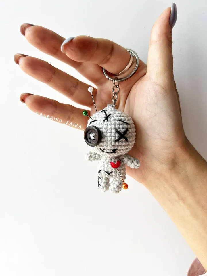 PDF Crochet Voodoo Doll Pattern, Keychain Pattern Amigurumi, Cute Voodoo Doll, little goth doll, baby voodoo, Amigurumi Voodoo Doll tutorial
