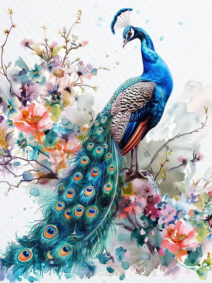 10 Adorable Peacock PNG Bundle, Printable Watercolor Peacock clipart for sublimation, Digital download, Paper craft, junk journals