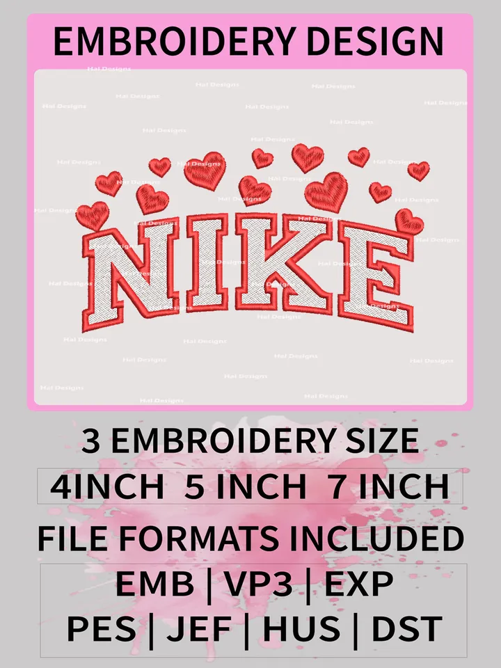 Nike Heart Valentine Embroidery Designs, Love Machine Embroidery Design, Embroidery Design, Embroidery Machin