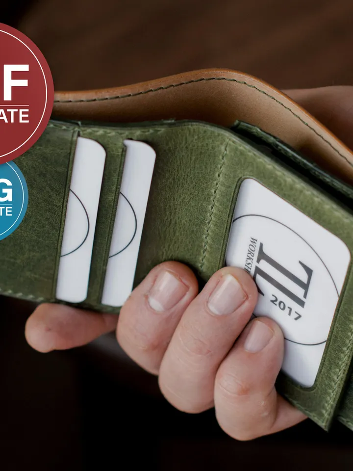 Leather Bifold Wallet PDF Pattern: Vertical Mens Wallet SVG Template + Video