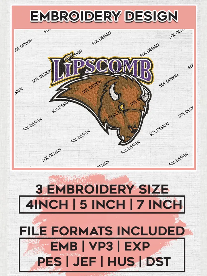 NCAA Lipscomb Bisons Team Mascot Logo embroidery designs, NCAA Lipscomb Bisons Logo Machine embroidery files , NCAA Team Logo embroidery designs, NCAA Game Day Machine embroidery designs, Digital Download